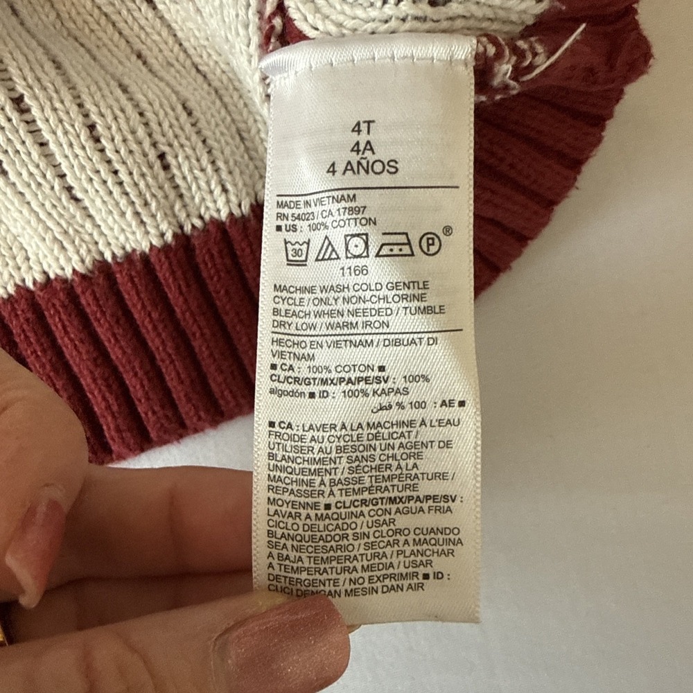 Old Navy Red Fair Isle Crewneck Knit Sweater Kids Youth 4T Winter Colorful Cozy - Picture 6 of 8